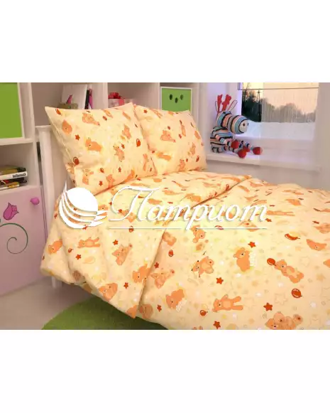 КПБ детский Мишки, персиковый, бязь 125 г/м² 350-4